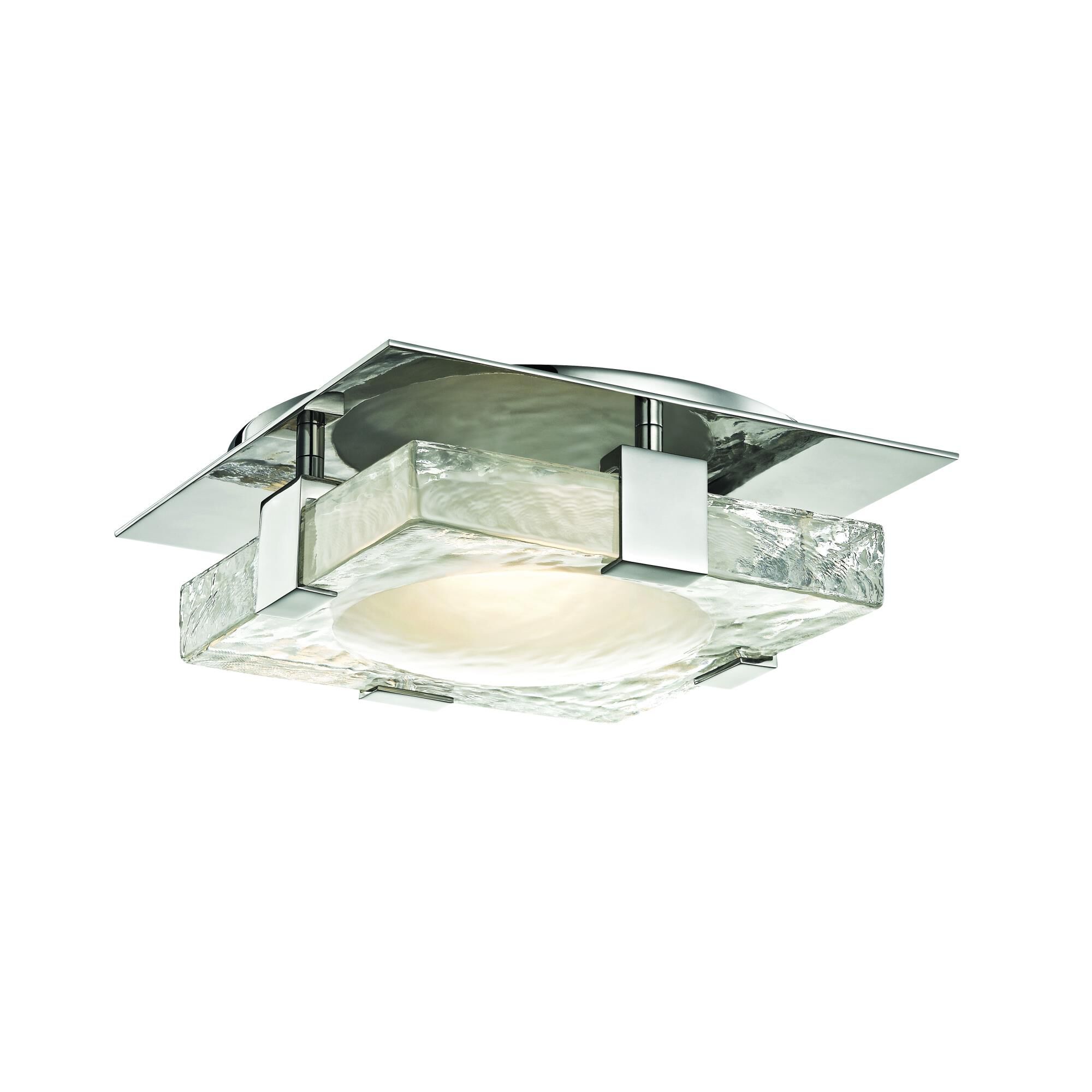 Shown in Polished Nickel finish and Etched glass